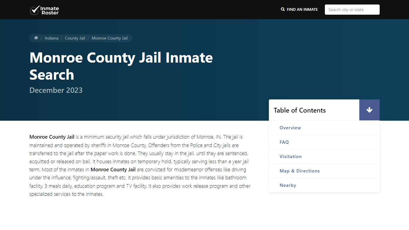 Inmate Search | Monroe County Jail - Bloomington, IN
